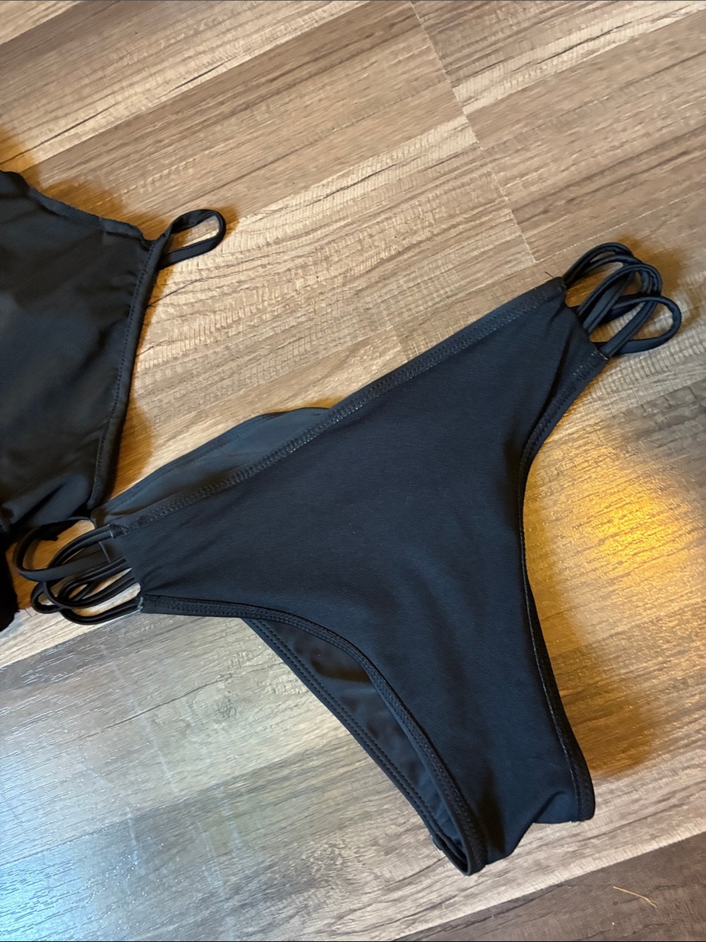 2 Pairs Of Black Strappy Bikini Bottoms- Size Medium- NWOT - Picture 5 of 14